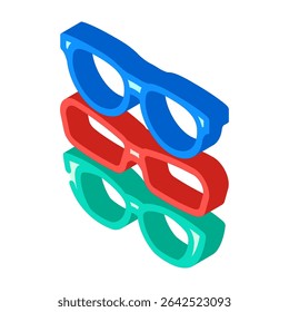 óculos quadros optometria visão olho ícone isométrico vetor. óculos quadros optometria visão olho sinal. isolado símbolo ilustração