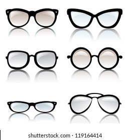 glasses frames  vector set, isolated glossy icons