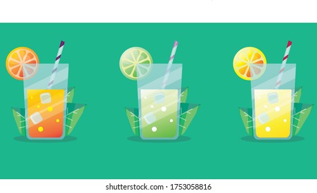 Glasses of fresh cold juice