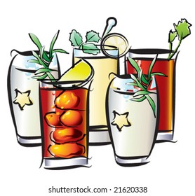 glasses of fruit cocktails