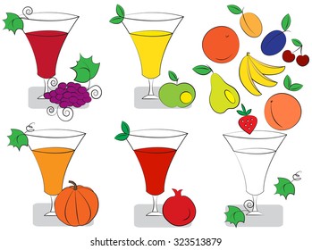 Glasses of fruit juice