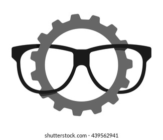 glasses gear optic image vector icon logo 