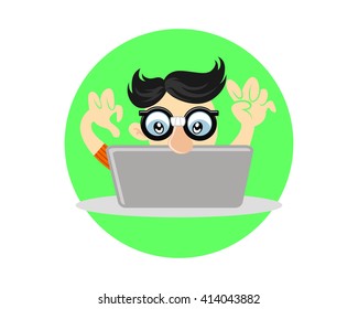 glasses geek nerd boy character mascot image vector