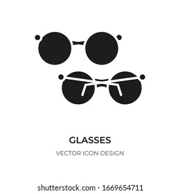 Glasses glyph icon. Trendy flat graphic sign sunglasses. Fashion women and men accessory. Template design logo symbol eyesight, reading, medical optical stylish eyewear. Isolated vector illustration