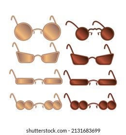 Glasses gold and glasses bronze. Different shape lenses, sunglasses.Vector unusual