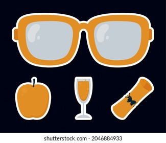 conjunto de iconos de gafas y graduación
