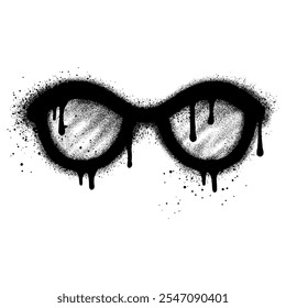 glasses graffiti with black spray paint. vector illustration.