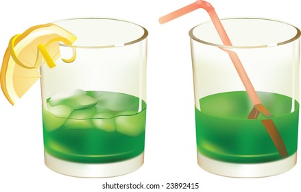 Glasses with green drink