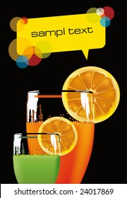 Glasses with green and orange drink