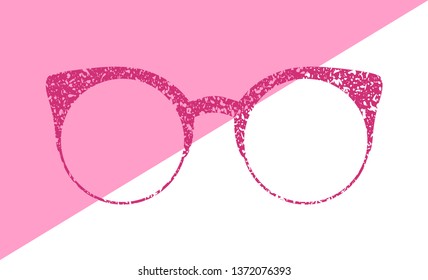 Glasses grunge texture vector. Accessory art black collection cool flat design. Elegant spectacles white background.