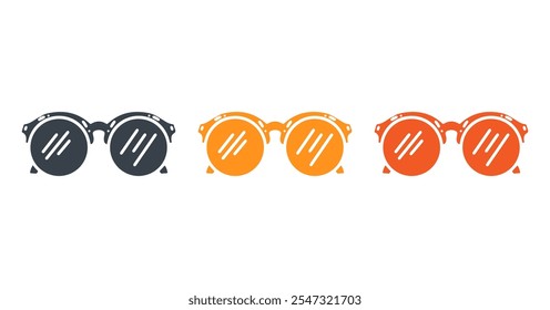 glasses in hand drawing icon set