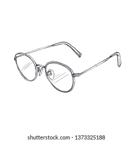 Glasses hand sketch vector on white background
