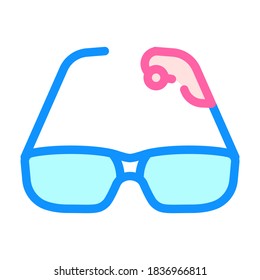 glasses with hearing aid gadget color icon vector. glasses with hearing aid gadget sign. isolated symbol illustration