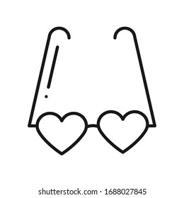 Glasses. Heart shape spectacles icon.  Happy Valentine day sign and symbol. Love, couple, relationship, holiday, romantic amour theme.