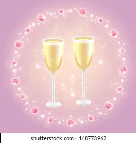 Glasses with hearts and particles