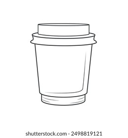 Glasses for hot drinks. Cardboard cup for coffee or tea in linear style. Doodles, vector illustration