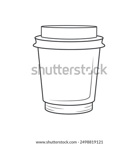 Glasses for hot drinks. Cardboard cup for coffee or tea in linear style. Doodles, vector illustration
