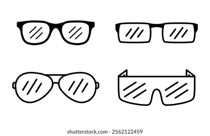 Glasses ico set. Vector illustration.