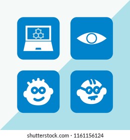 glasses icon. 4 glasses set with science, nerd, geek and vision vector icons for web and mobile app