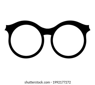 Glasses icon with black frame on white background. Fashion round spectacles design element 