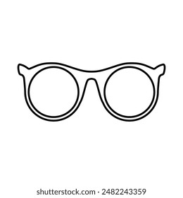 The glasses icon. The black outline of glasses for vision correction. Sun protection glasses. Vector illustration isolated on a white background for design and web.