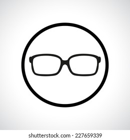 Glasses icon in a circle. Flat modern design.