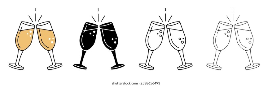 Glasses icon. Clink, cheers and toasting