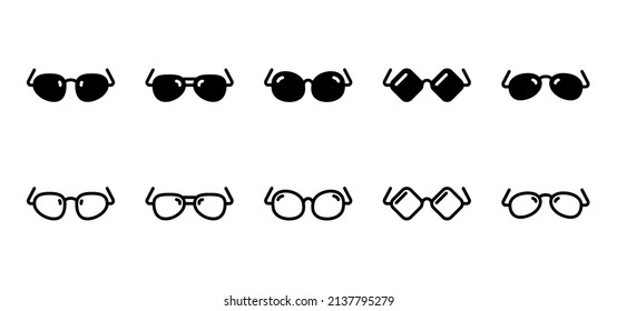 Glasses icon collection isolated on white background. Simple and clean. Vector editable.