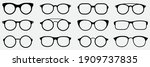 Glasses icon concept. Glasses icon set. Vector graphics isolated on white background. Glasses hipster frame set, fashion black plastic rims, round geek style retro nerd glasses. 