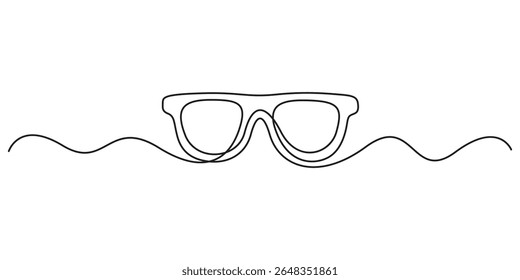 Glasses icon continuous one line drawing vector. Single line eyeglasses icon vector background. Eyeglasses icon. Continuous outline of a Glasses. Vector illustration