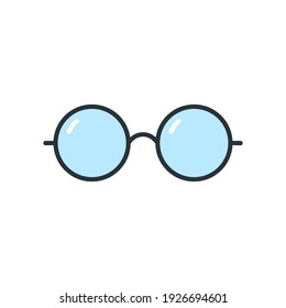 Glasses icon. Eyeglasses blue symbol. Vector illustration isolated on white.