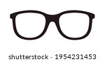 Glasses icon. Eyeglasses for nerd. Spectacles for geek. Glasses for eye. Frame for optical glass. Logo of sunglasses. Hipster specs for reading and vision. Black silhouette for optic. Vector.