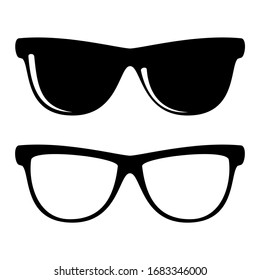Glasses icon, Eyeglasses symbol. Signs isolated on white background. Accessory pictogram in flat design.