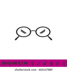 Glasses icon flat. Black pictogram on white background. Vector illustration symbol and bonus button