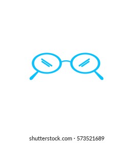 Glasses icon flat. Blue pictogram on white background. Vector illustration symbol