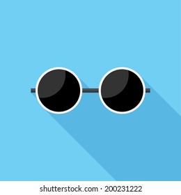 Glasses icon. Flat design style modern vector illustration. Isolated on stylish color background. Flat long shadow icon. Elements in flat design.