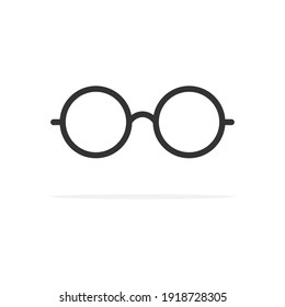 Glasses icon. Flat round line glasses. Vector isolated on white.
