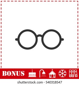 Glasses icon flat. Simple vector symbol and bonus icon