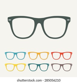 Glasses icon in flat style. Colorful vector illustration.