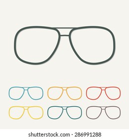 Glasses icon in flat style. Colorful vector illustration.