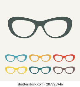 Glasses icon in flat style. Colorful vector illustration.