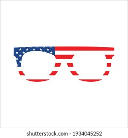 Icono de lentes de estilo plano aislado en fondo blanco. Símbolo del día de independencia de Usa para tu diseño Ilustración vectorial