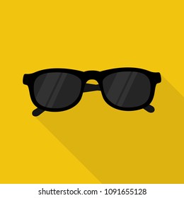 glasses icon in flat style with long shadow, isolated vector illustration on yellow transparent background