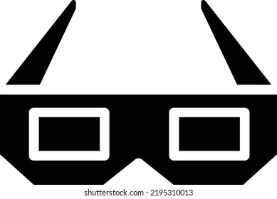 Glasses Icon With Glyph Style, Entertainment Sign And Symbol Isolated On White Background