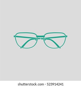 Glasses icon. Gray background with green. Vector illustration.
