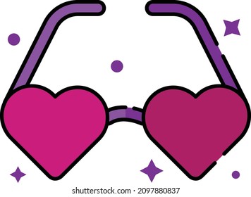 Glasses Icon. Happy Valentine day signs and symbols. Love, couple, relationship, dating, wedding, holiday, romantic amour theme. 