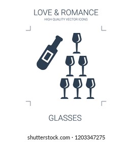 glasses icon. high quality filled glasses icon on white background. from love romance collection flat trendy vector glasses symbol. use for web and mobile