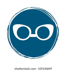glasses icon inside blue circle over white background. hipster style design. vector illustration