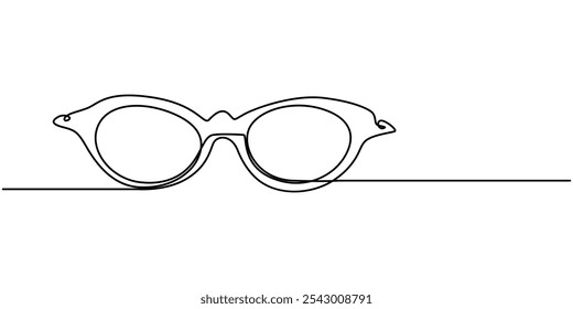 Glasses icon line continuous drawing vector. One line Glasses vector background. eyeglasses icon. Continuous outline of a eyeglasses, Continuous line drawing of glasses. One line of eyeglasses.