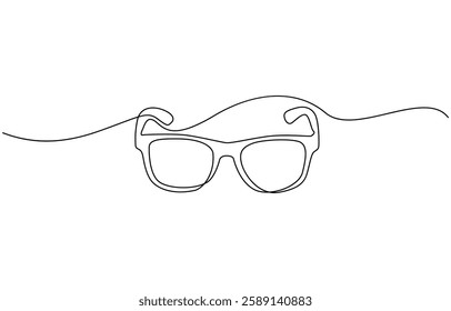 Glasses icon line continuous drawing vector. One line eyeglasses icon vector background, Glasses for sun protection.One continuous line, minimum one line.